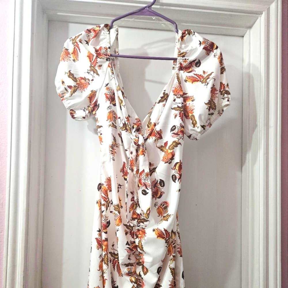 Pink Floral Print Ruched Mini Dress